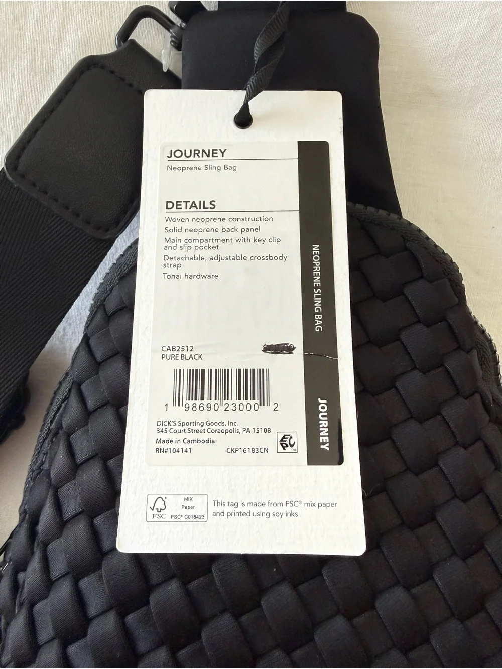 Calia | Black Neoprene Journey Convertible Sling Bag Backpack | Adjustable NWT